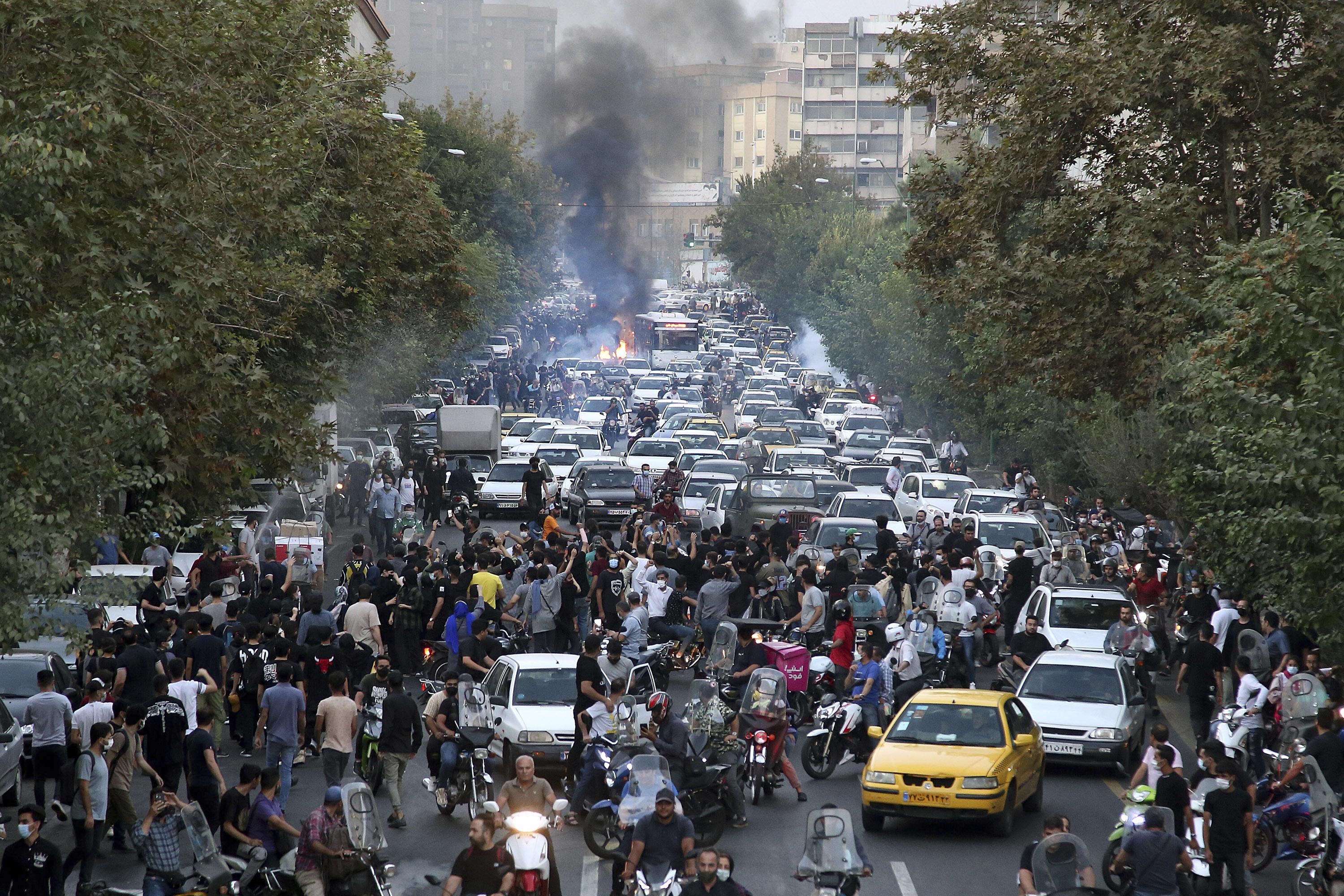 Tehran Iran street protest death of Mahsa