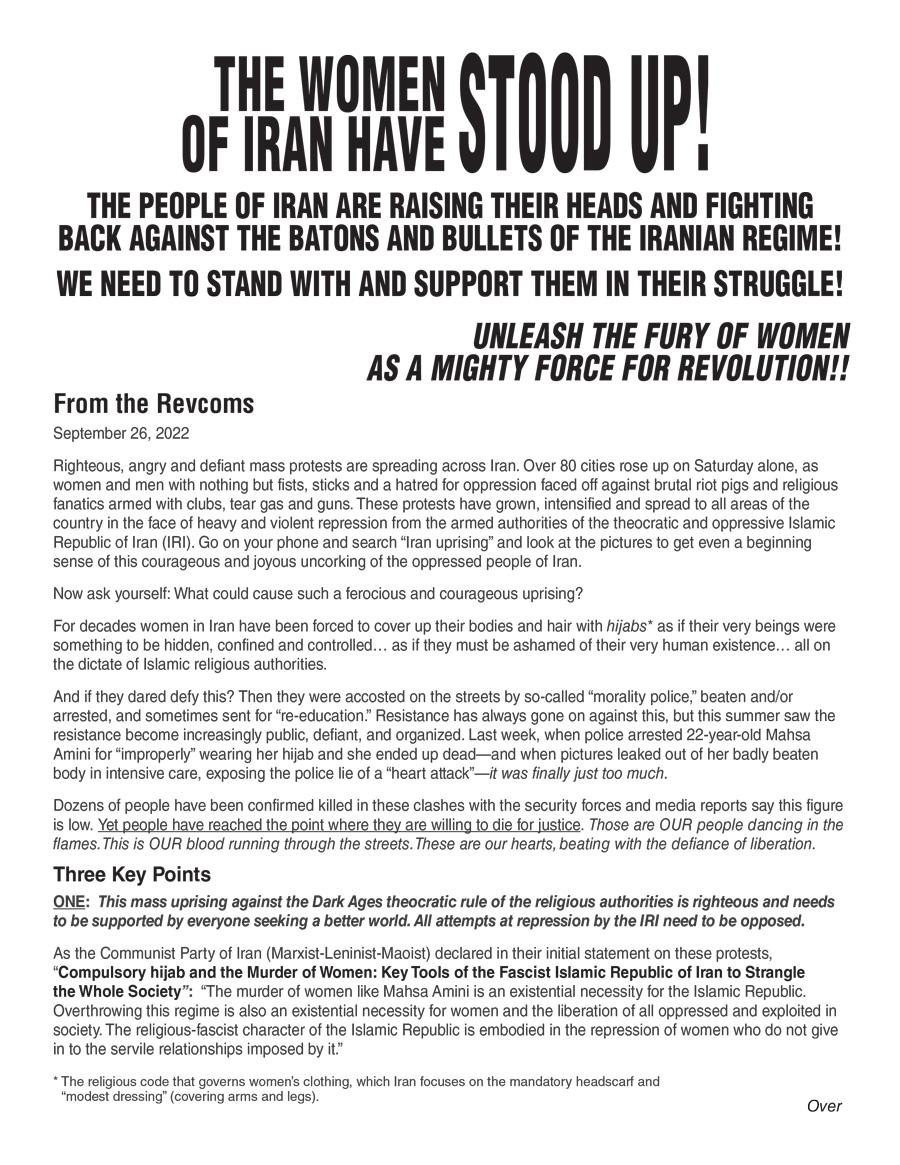 The Women of Iran have Stood Up! from the Revcoms