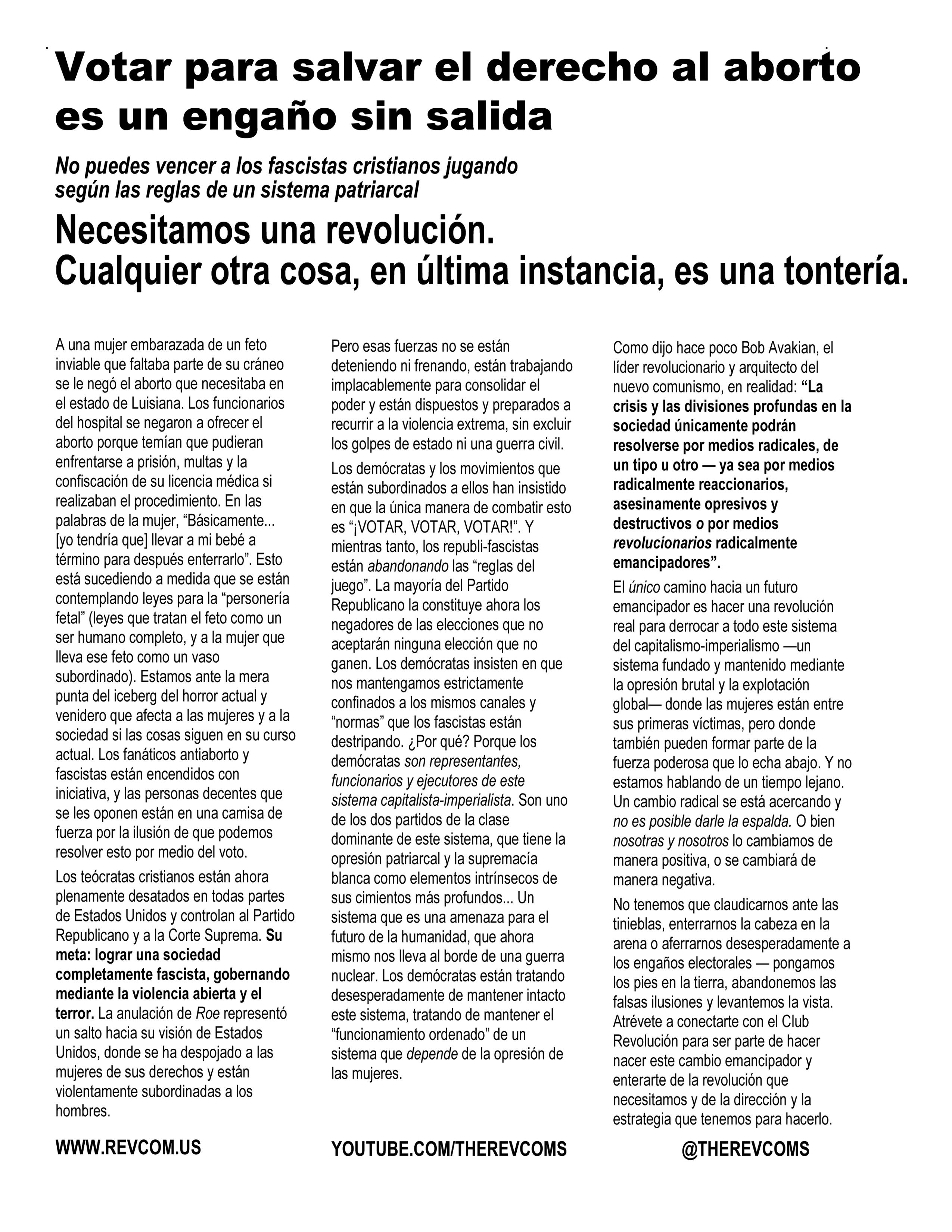 Votar para salvar el derecho al aborto es un engaño sin salida