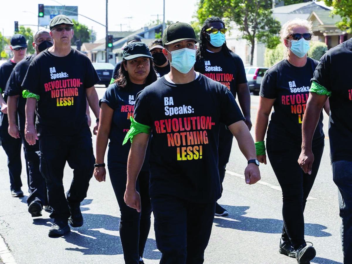 Revolution Club marching in streets of Los Angeles