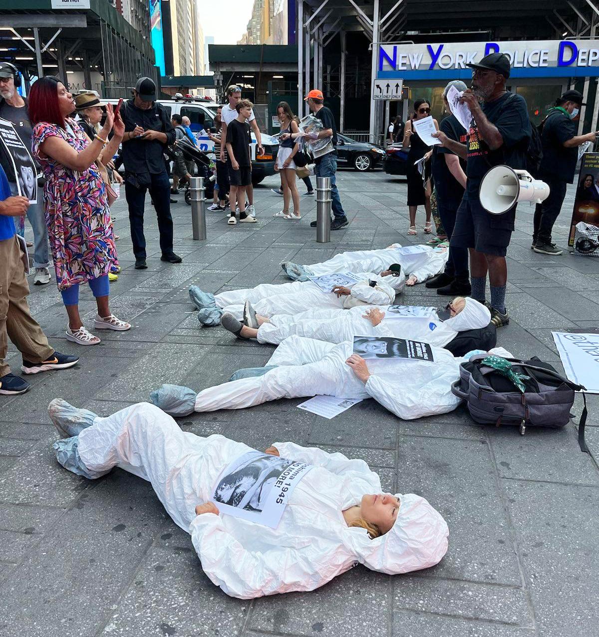 New York City, die-in in Times Square for Hiroshima Day