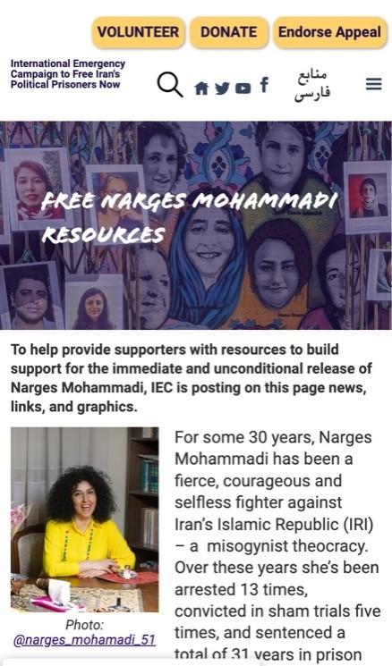graphic for Free Narges Mohammedi, Iranian political prisoner