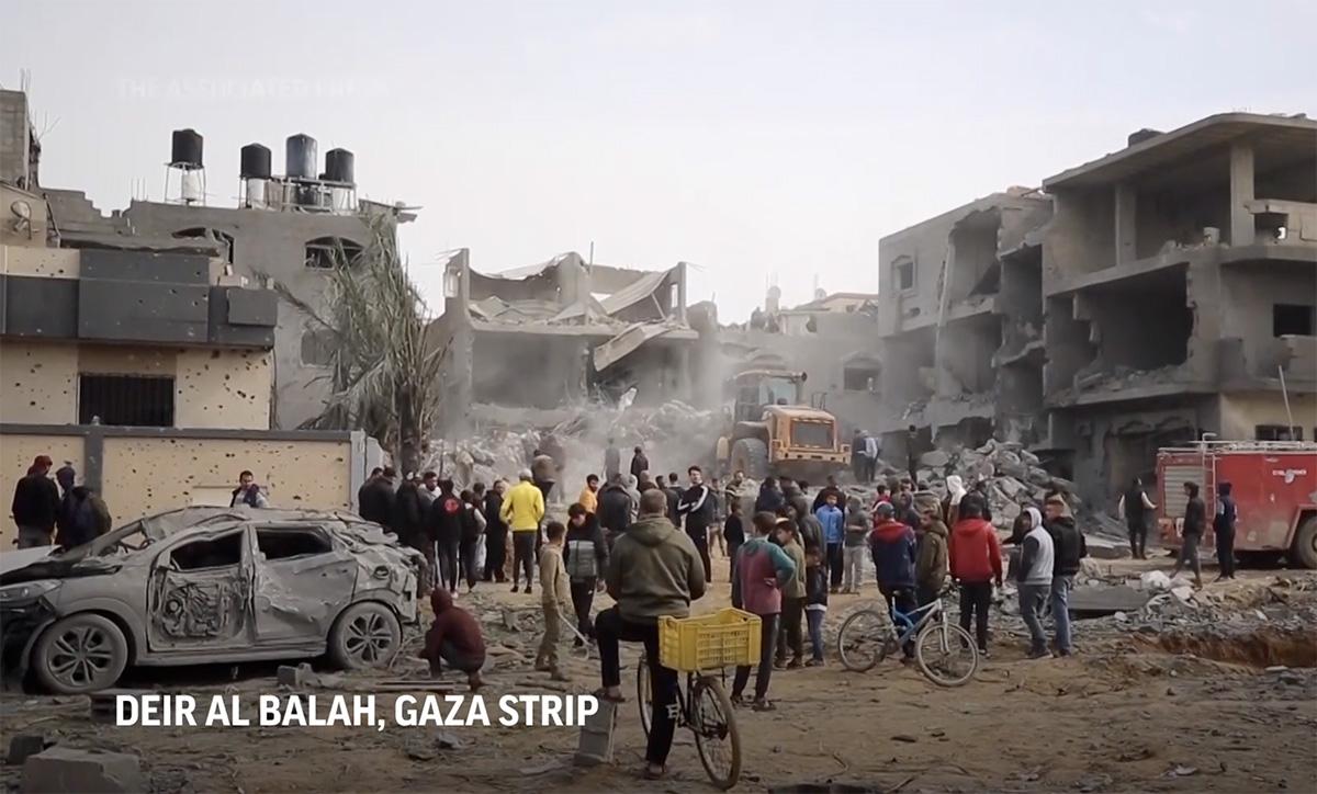 An Israeli airstrike on one residential building in Deiral-Balah in central Gaza killed at least 17 people including four children, February 24, 2024.