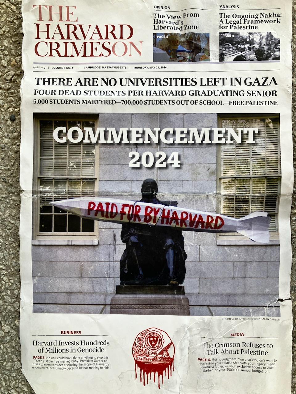 Harvard Crimeson, published for 2024 graduation