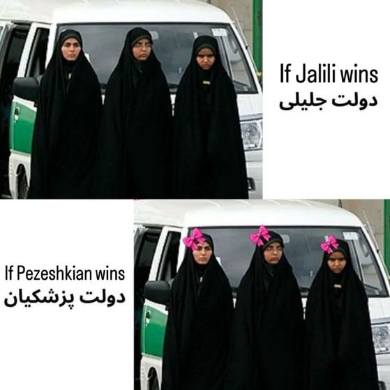 IG Iran political prisoners satirical election meme.