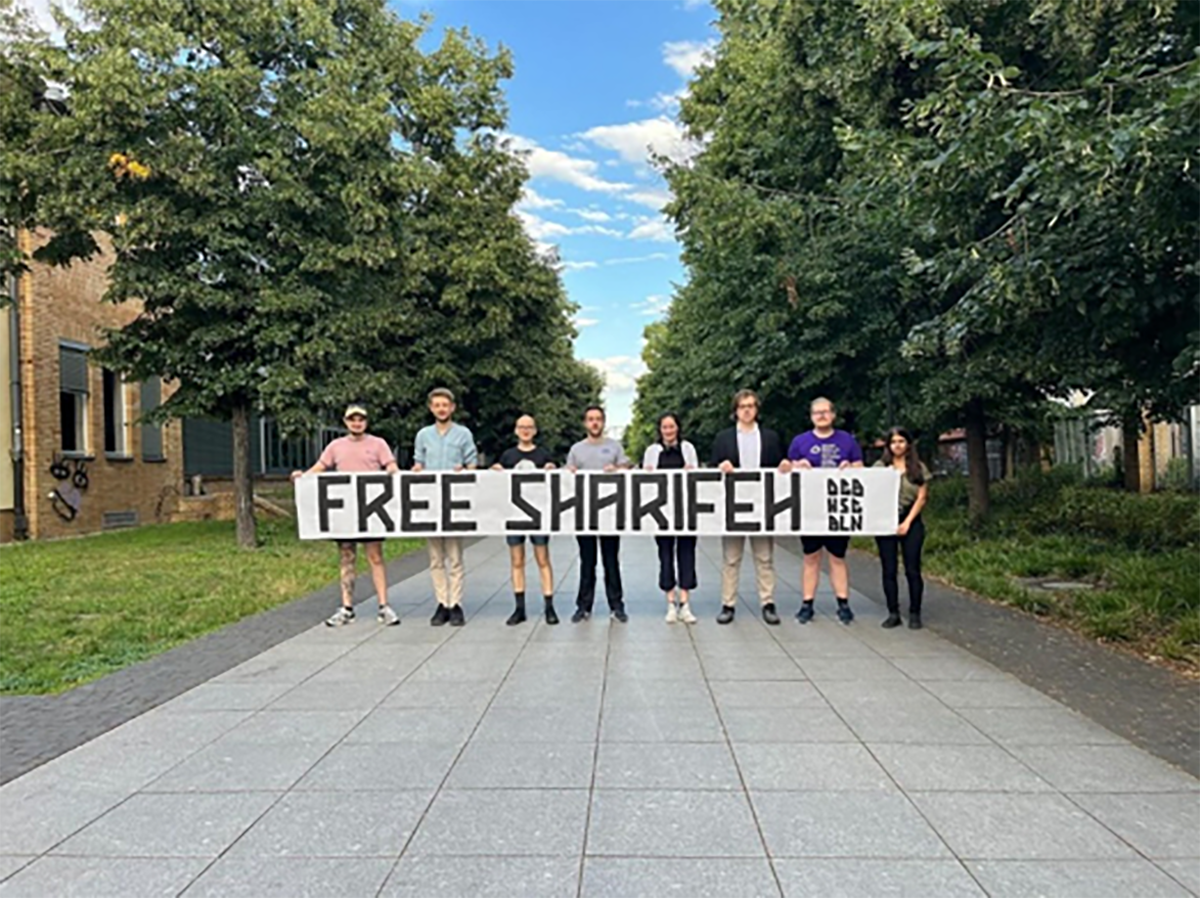 DGB University Group, Berlin protest for Sharifeh, Iran political prisoner