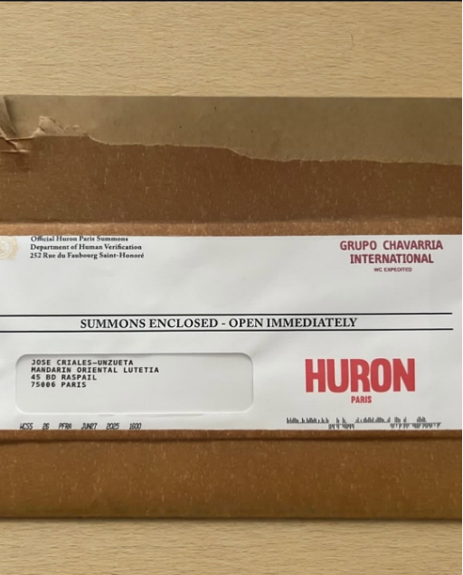 Willy Chavarria envelope for invitation to Paris Fashion Show