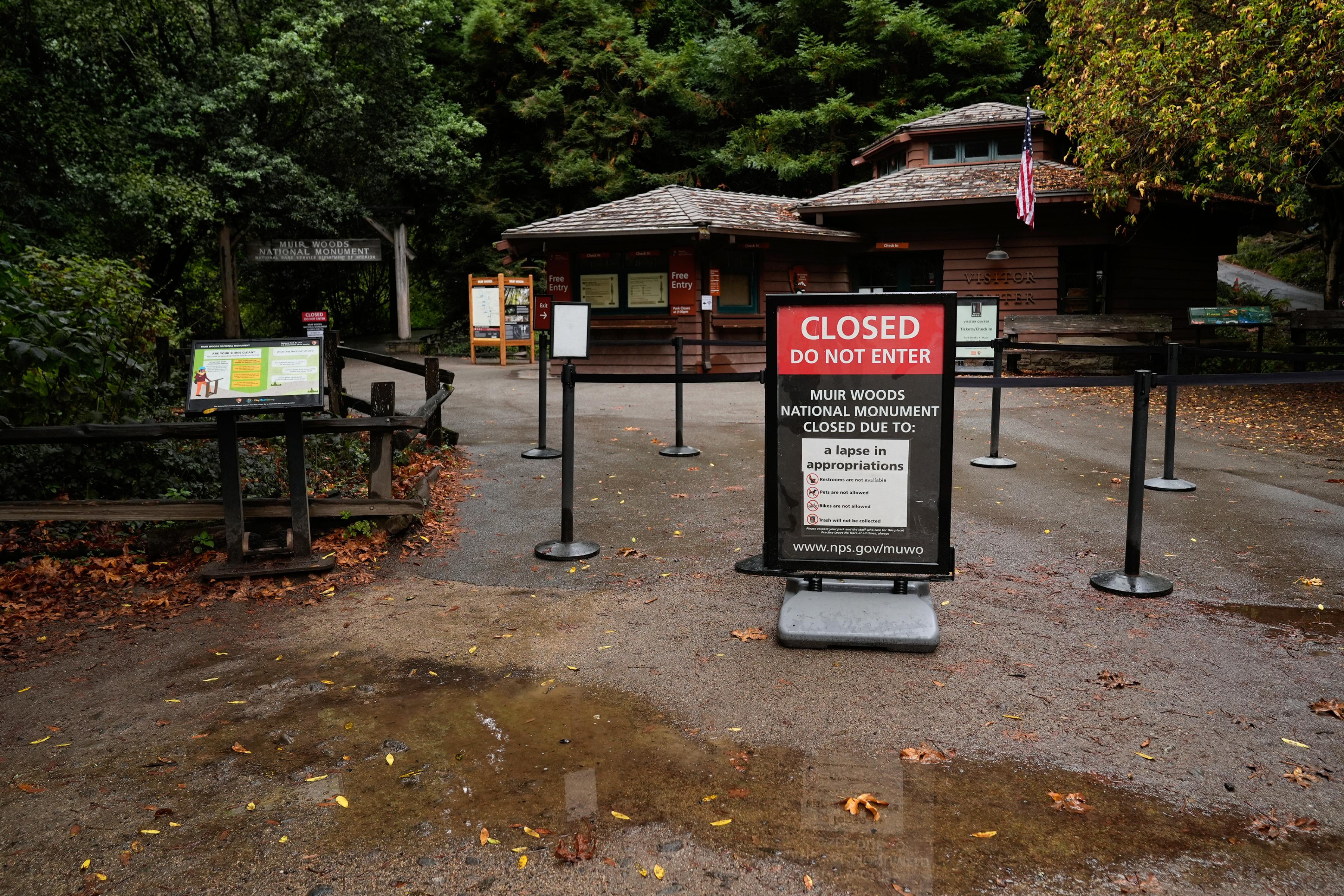 Muir Woods National Monument is closed due to a government shutdown, October 1, 2025.