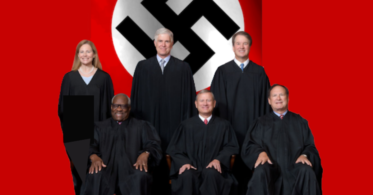 Fascists on Supreme Court with Swastika flag