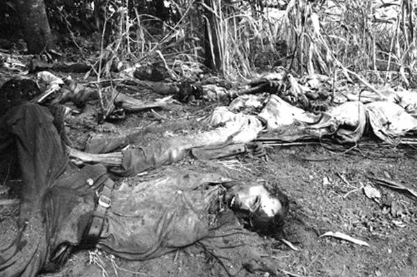 Victims of guerrilla attack on village of El Mozote, 1981.