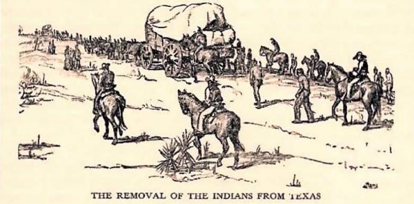Drawing of Removal of Indians from Texas