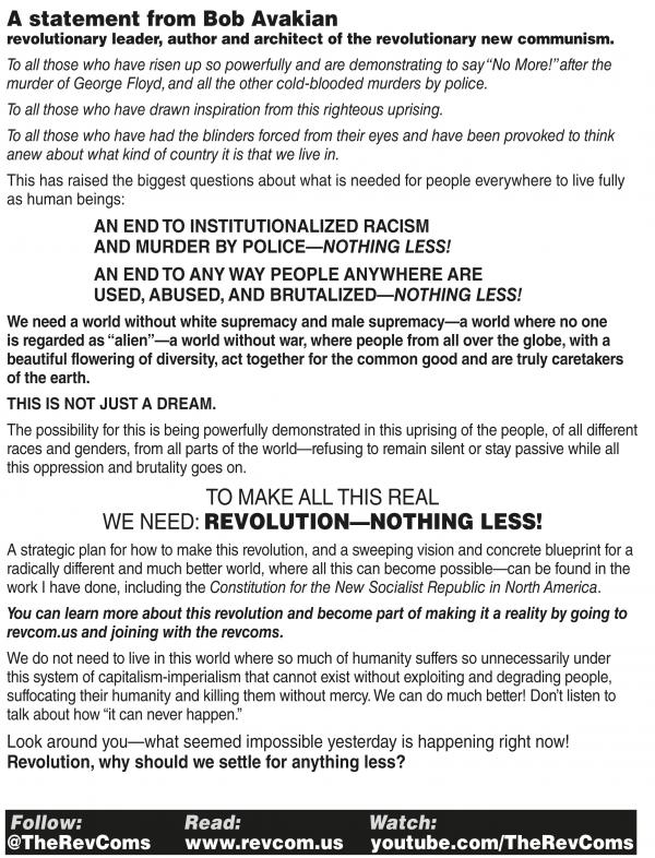 A statement from Bob Avakian: NOTHING LESS!