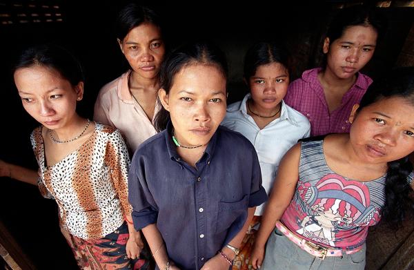 Six Cambodia women sex workers standing together