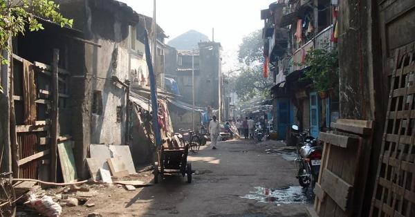 Mumbai, India night slum street in "red light district"
