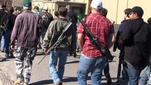 Four men in Texas walking openly carrying weapons