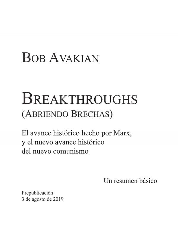 Spanish cover of Breakthroughs by Bob Avakian