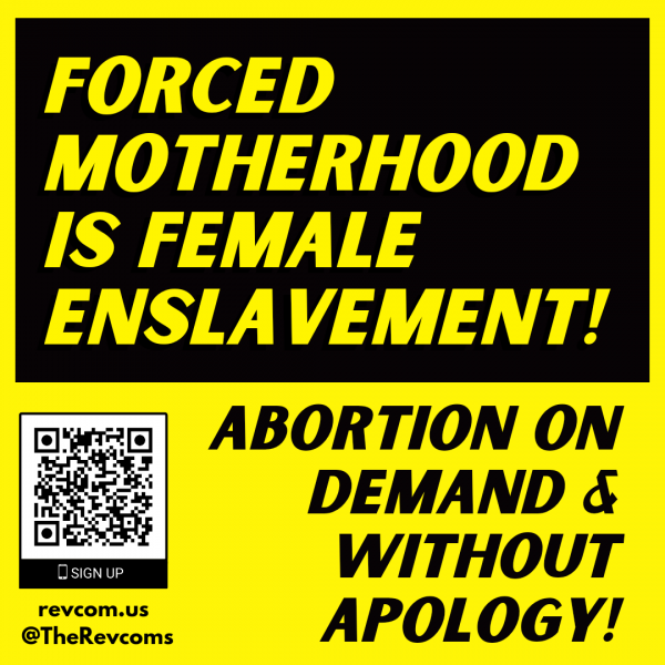 Forced motherhood is female enslavement! Abortion on demand & without apology!