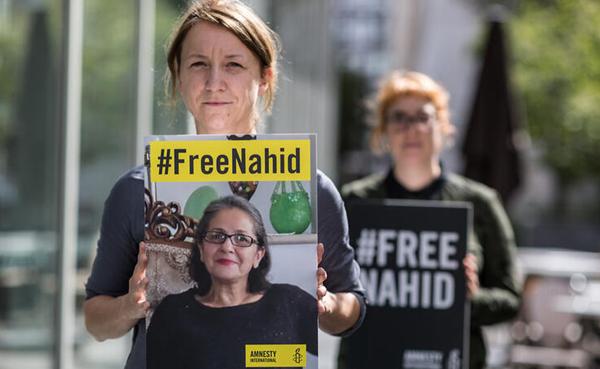 Amnesty solidarity campaign for Iran political prisoners, Berlin, August 26 2021. © Amnesty International.