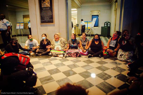 Indigenous leaders occupying the Bureau of Indian Affairs.