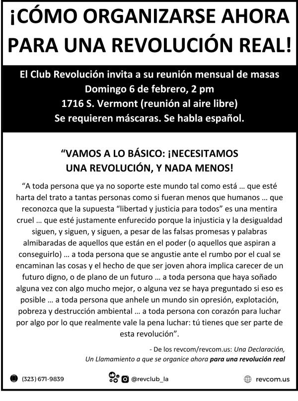 VOLANTE: Reuniones mensuales de masas del Club Revolución