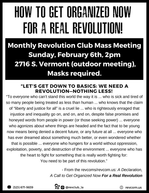 Revolution Club Monthly Mass Meetings