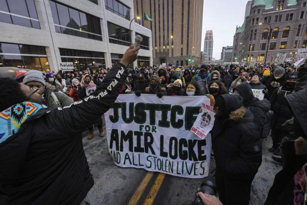 Protest of cop shooting of Amir Locke in Minneapolis.