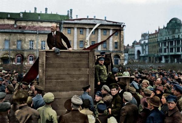 Lenin speaks to Red Army at Sverdlov Square, Soviet Union, May 5, 1920