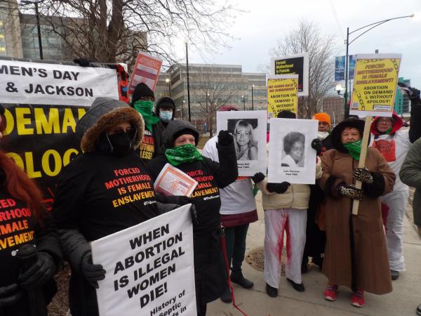  Speakout for IWD at Stroger Hospital in Chicago