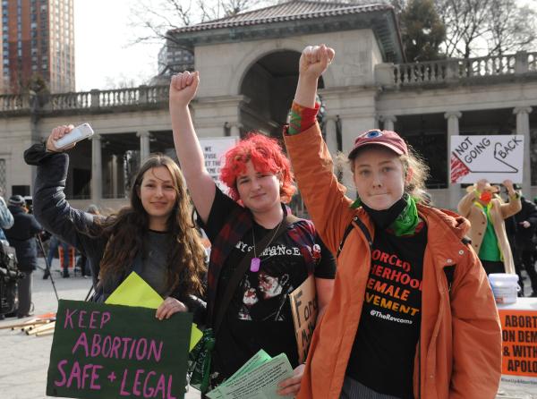 High School students at IWD march in New York City.
