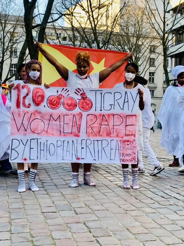 On International Women's Day, women in Tigray protest rape of women during war.