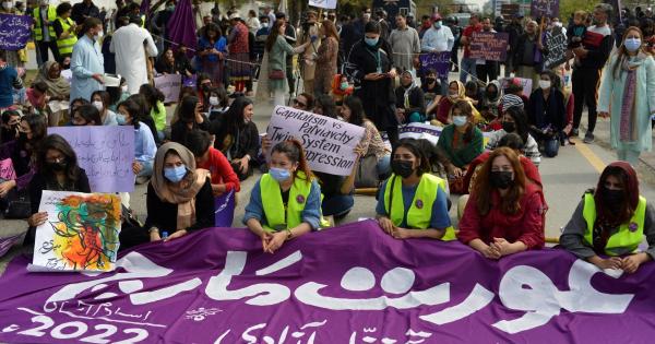 Thousands of women in Pakistan protest on International Women's Day despite efforts of authorities to bar protests.