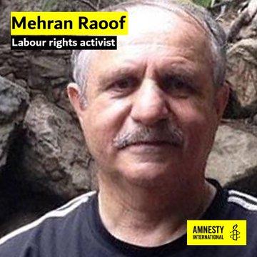Iranian political prisoner, Mehran Raoof, labor activist.