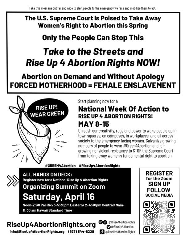 Leaflet for RiseUp4AbortionRights May plans