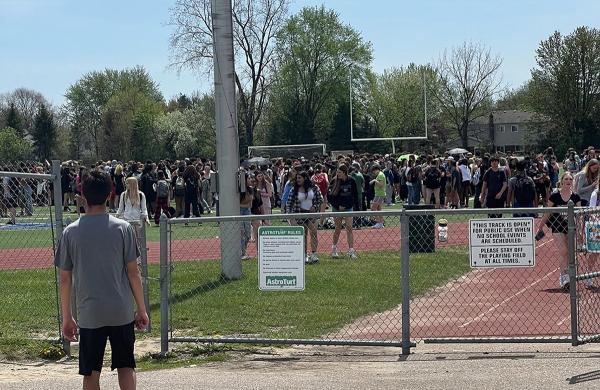 Students at Plymouth-Canton high school walk out for abortion rights.