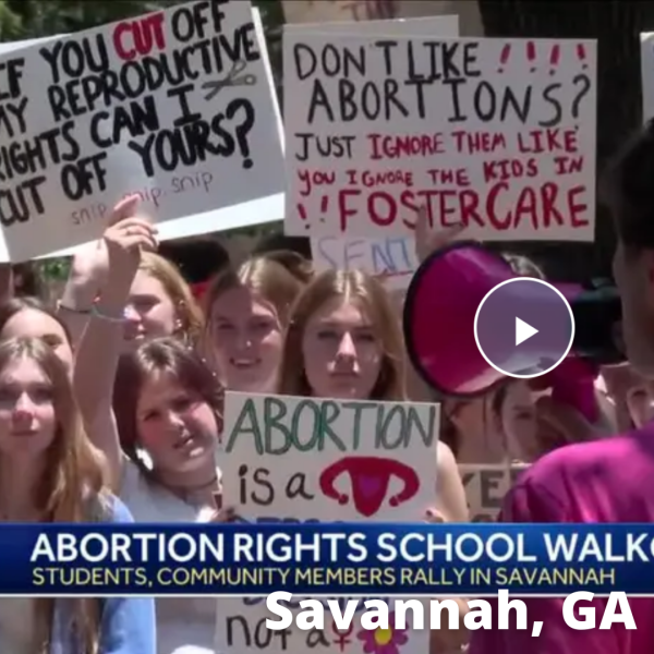 Savannah, Georgia students walk out for abortion rights.