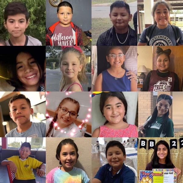 Gallery of 16 of the 21 victims killed at Robb Elementary school in Uvalde, Texas.