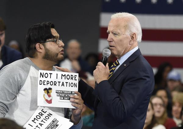 Protester confronts Biden with "Not 1 More Deportation" at townhall meeting in South Carolina.