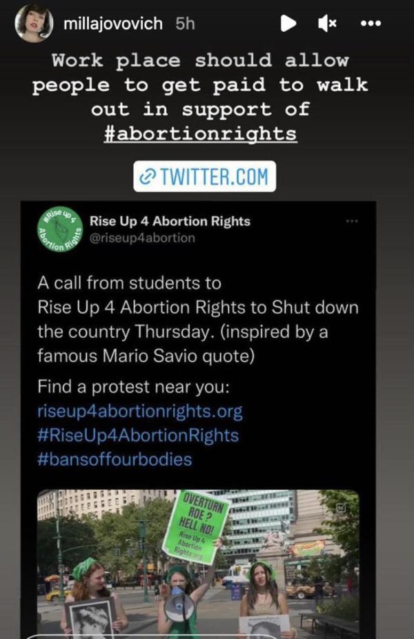 @millajovovich Work place should allow people to get paid to walk out in support of #abortionrights 