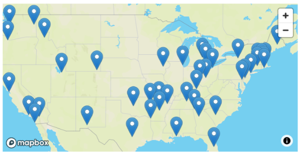 Map of Rise Up 4 Abortion Rights protests on May 14, 2022