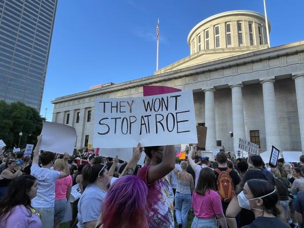 Columbus, Ohio activists  protest SCOTUS overturn of Roe v Wade.