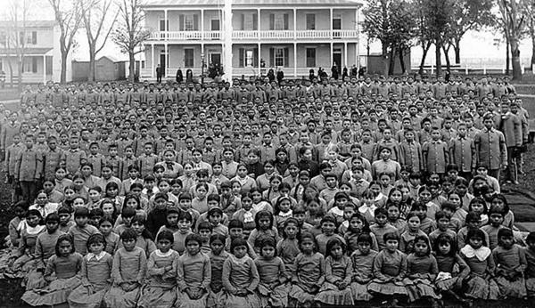 Native American student body at boarding school in Carlisle, Pennsylvania, c1900.