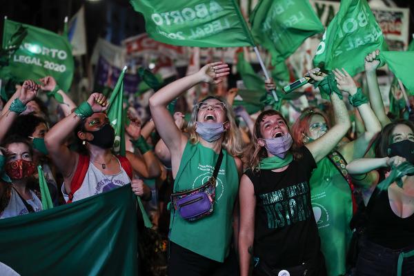 Sea of women in green battle for abortion rights in Argentina.