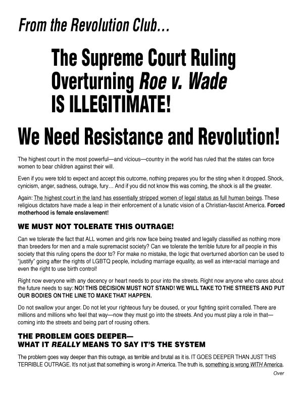 leaflet The Supreme Court Ruling Overturning Roe v. Wade  IS ILLEGITIMATE!
