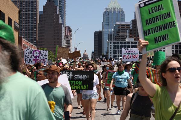 Protest in Austin against overturn of Roe v Wade, July 2. 