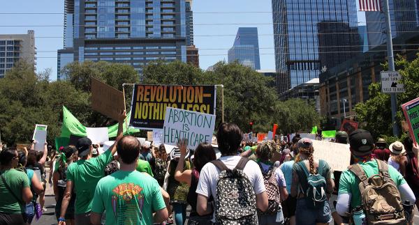 Protest in Austin against overturn of Roe v Wade, July 2. 