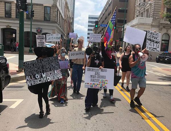 Abortion activists in Norfolk, Virginia, walkout of work in protest.