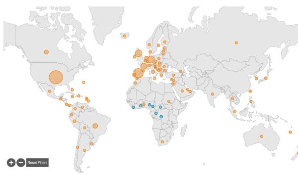 World map of monkeypox spread