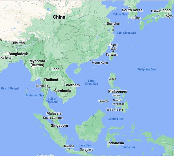 Map of South China Sea.