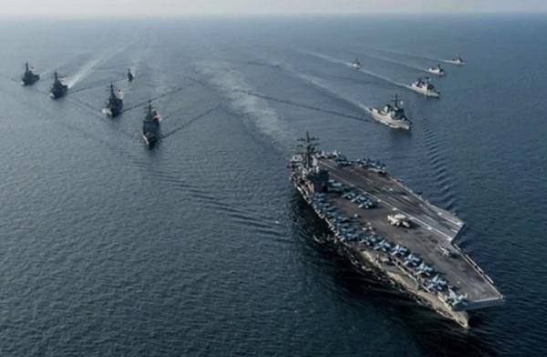 A U.S. Navy carrier battle group in the South China Sea, 2021.