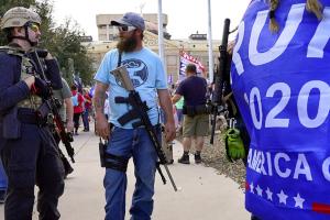 Armed election deniers at the Arizon State Capitol 11/17/2020.